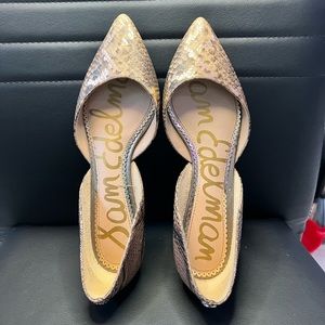 Sam Edelman Rodney Snakeskin Embossed Pointy Toe d’orsay Flats.